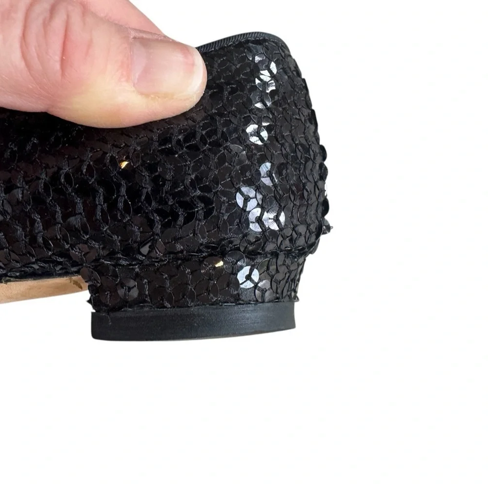 Manolo Blahnik black sequin flats